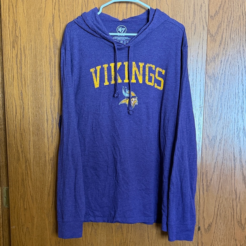 47 Brand Purple Vikings Long Sleeve Tee Hoodie